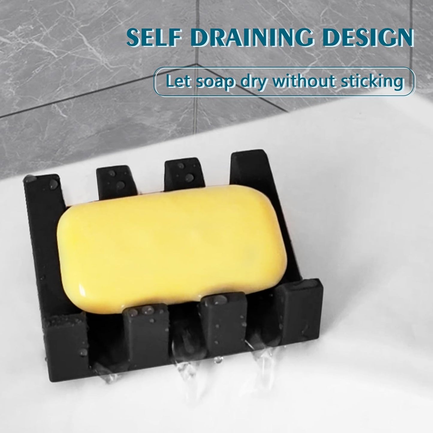 Self Draining Soap Dish Holder,Silicone Soap Dish,for Bathroom,Kitchen, Sponges, Can Extend Soap Life, Keep V1258-DP02-WO-696