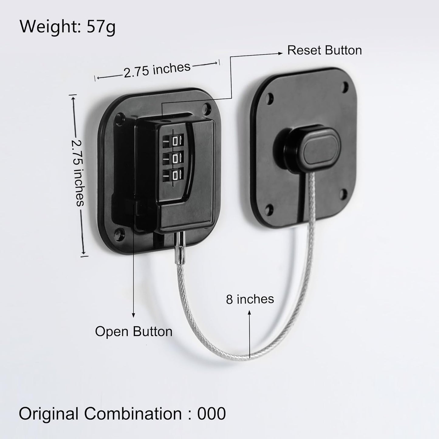 Refrigerator Lock, Heavy Duty Fridge Lock, Combination Lock for Refrigerator Cabinets, Drawers, Safety, Easy V1258-DP02-WO-697