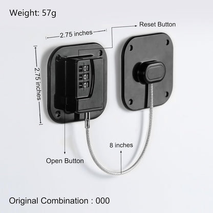 Refrigerator Lock, Heavy Duty Fridge Lock, Combination Lock for Refrigerator Cabinets, Drawers, Safety, Easy V1258-DP02-WO-697