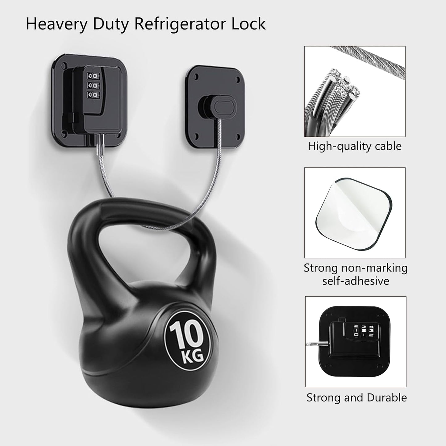 Refrigerator Lock, Heavy Duty Fridge Lock, Combination Lock for Refrigerator Cabinets, Drawers, Safety, Easy V1258-DP02-WO-697
