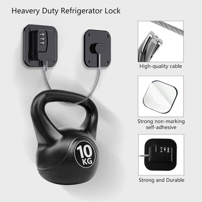 Refrigerator Lock, Heavy Duty Fridge Lock, Combination Lock for Refrigerator Cabinets, Drawers, Safety, Easy V1258-DP02-WO-697