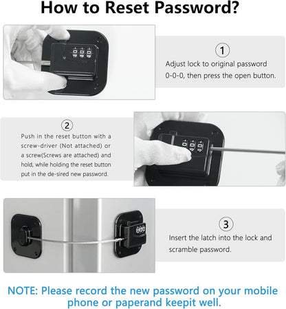 Refrigerator Lock, Heavy Duty Fridge Lock, Combination Lock for Refrigerator Cabinets, Drawers, Safety, Easy V1258-DP02-WO-697
