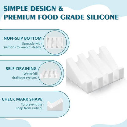 Self Draining Soap Dish Holder,Silicone Soap Dish,for Bathroom,Kitchen, Sponges, Can Extend Soap Life, Keep V1258-DP02-WO-698