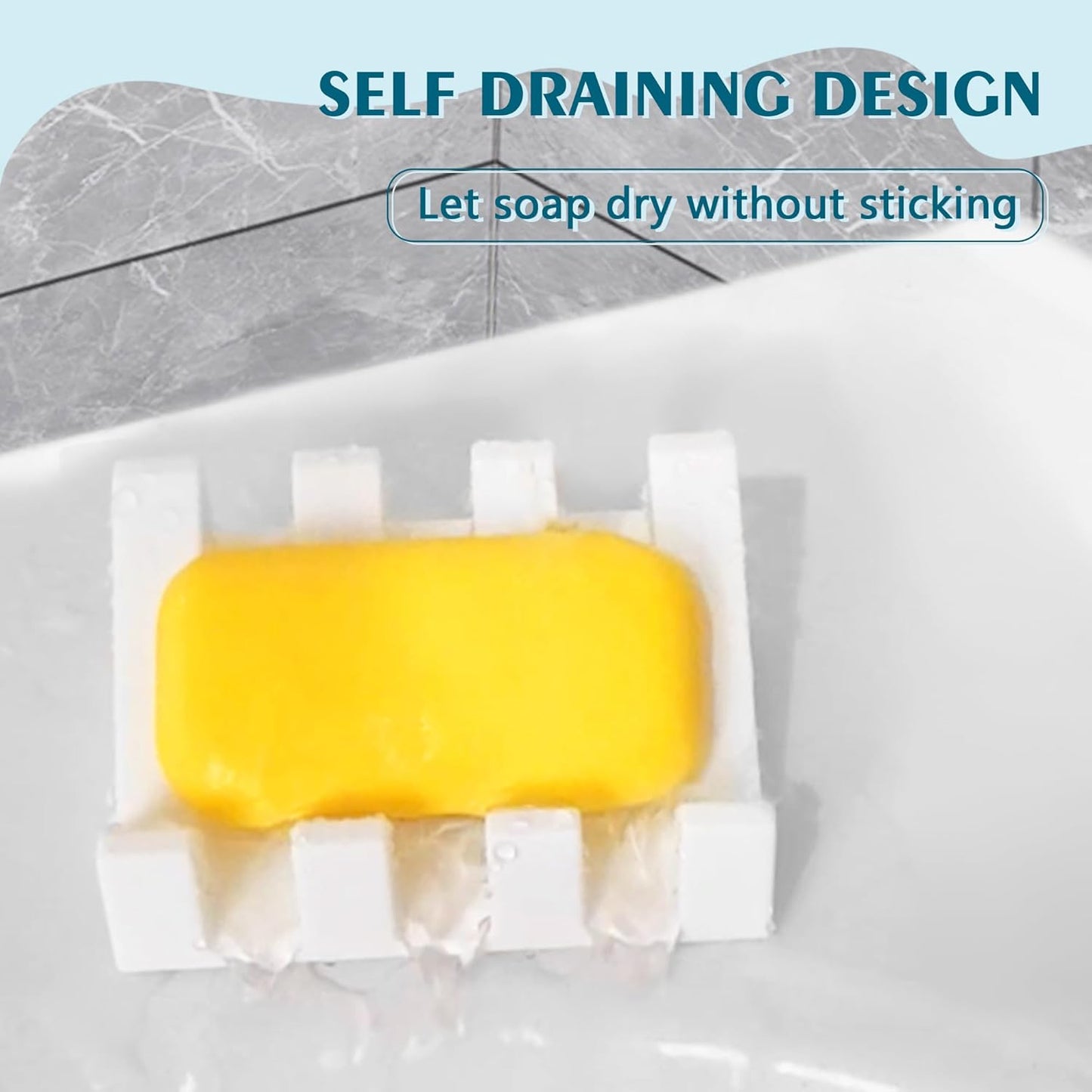 Self Draining Soap Dish Holder,Silicone Soap Dish,for Bathroom,Kitchen, Sponges, Can Extend Soap Life, Keep V1258-DP02-WO-698