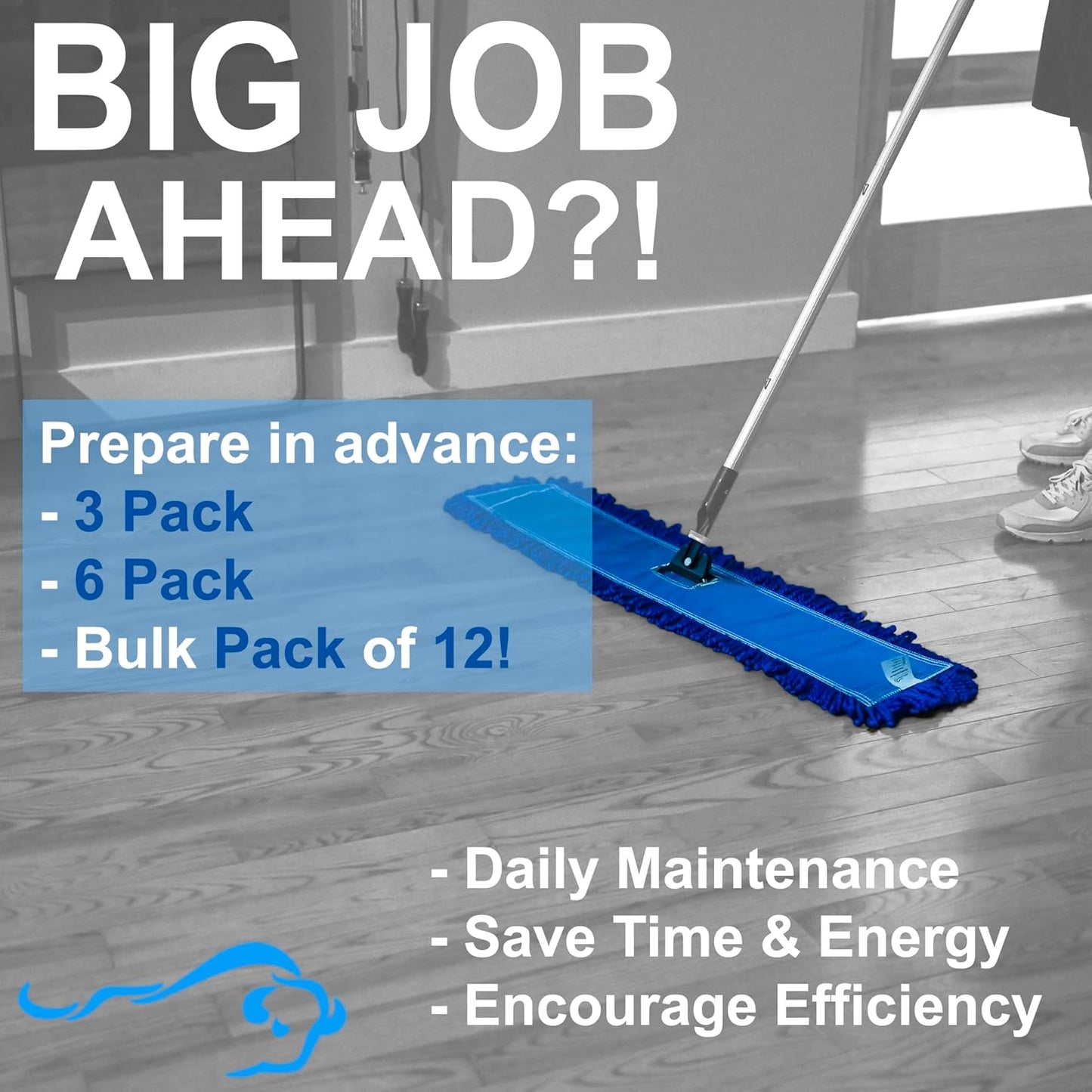 24 inch Microfiber Dust Mop | Medium Washable Commercial Mop Head Replacement, Pack of 3 V1258-DP02-WO-703