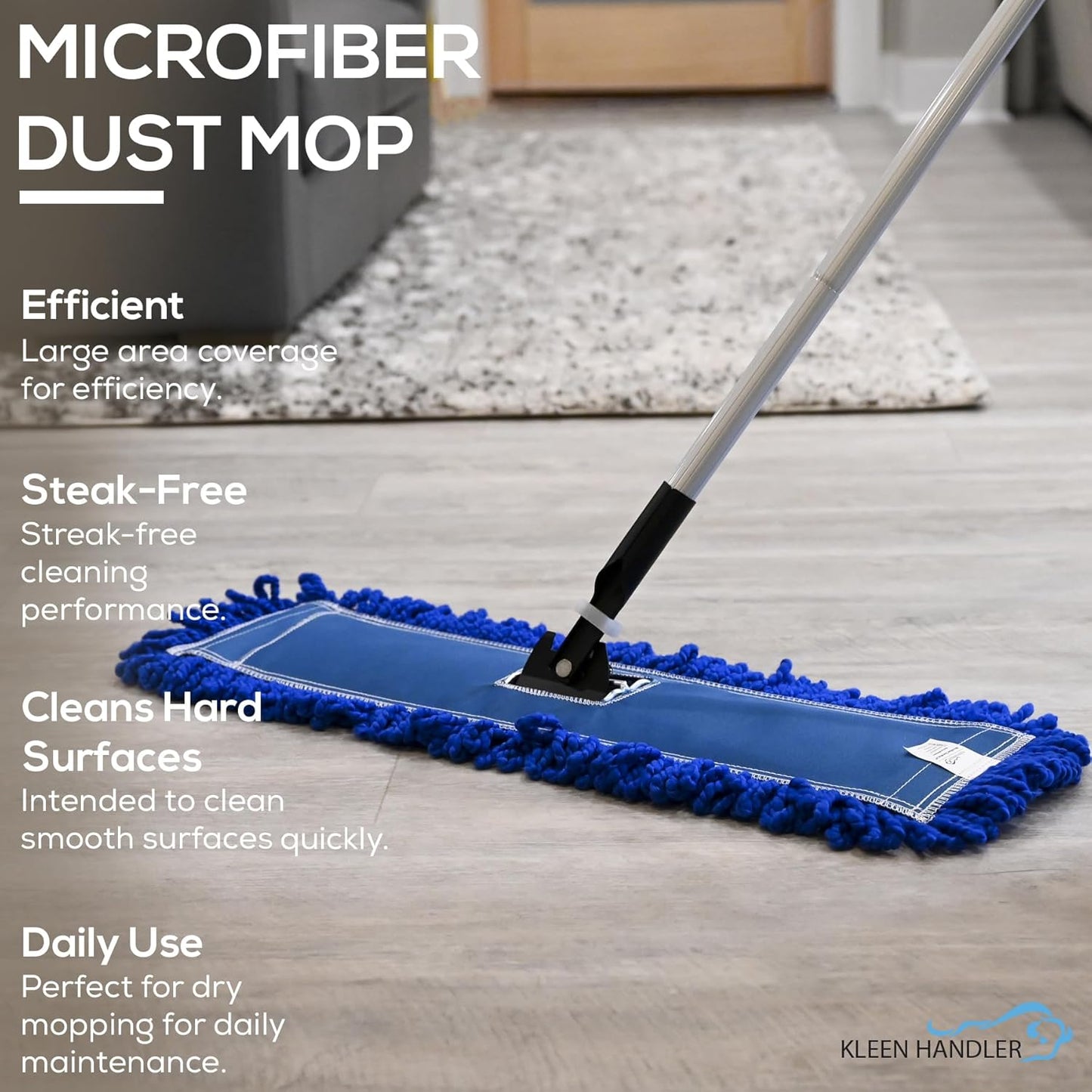 24 inch Microfiber Dust Mop | Medium Washable Commercial Mop Head Replacement, Pack of 3 V1258-DP02-WO-703