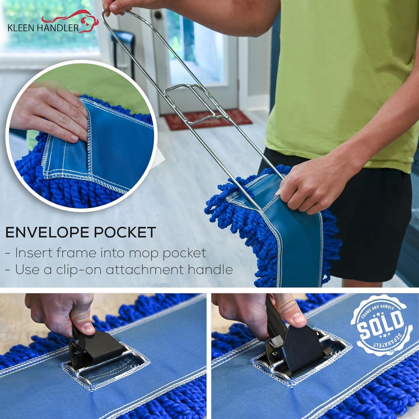 24 inch Microfiber Dust Mop | Medium Washable Commercial Mop Head Replacement, Pack of 3 V1258-DP02-WO-703