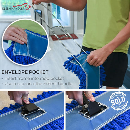 24 inch Microfiber Dust Mop | Medium Washable Commercial Mop Head Replacement, Pack of 3 V1258-DP02-WO-703