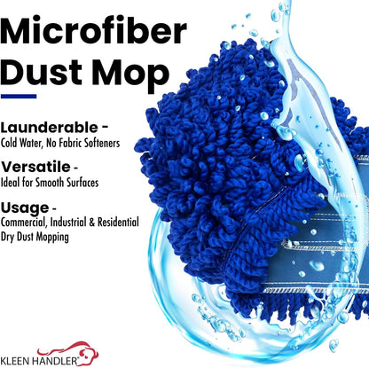 24 inch Microfiber Dust Mop | Medium Washable Commercial Mop Head Replacement, Pack of 3 V1258-DP02-WO-703