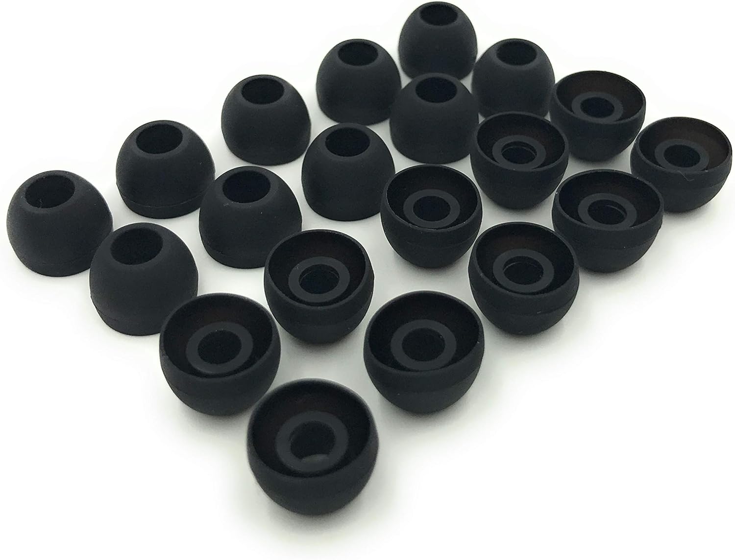 10 Pairs Medium Earbud Tips Silicone Replacement Ear Bud Tips - Black V1258-DP02-WO-704
