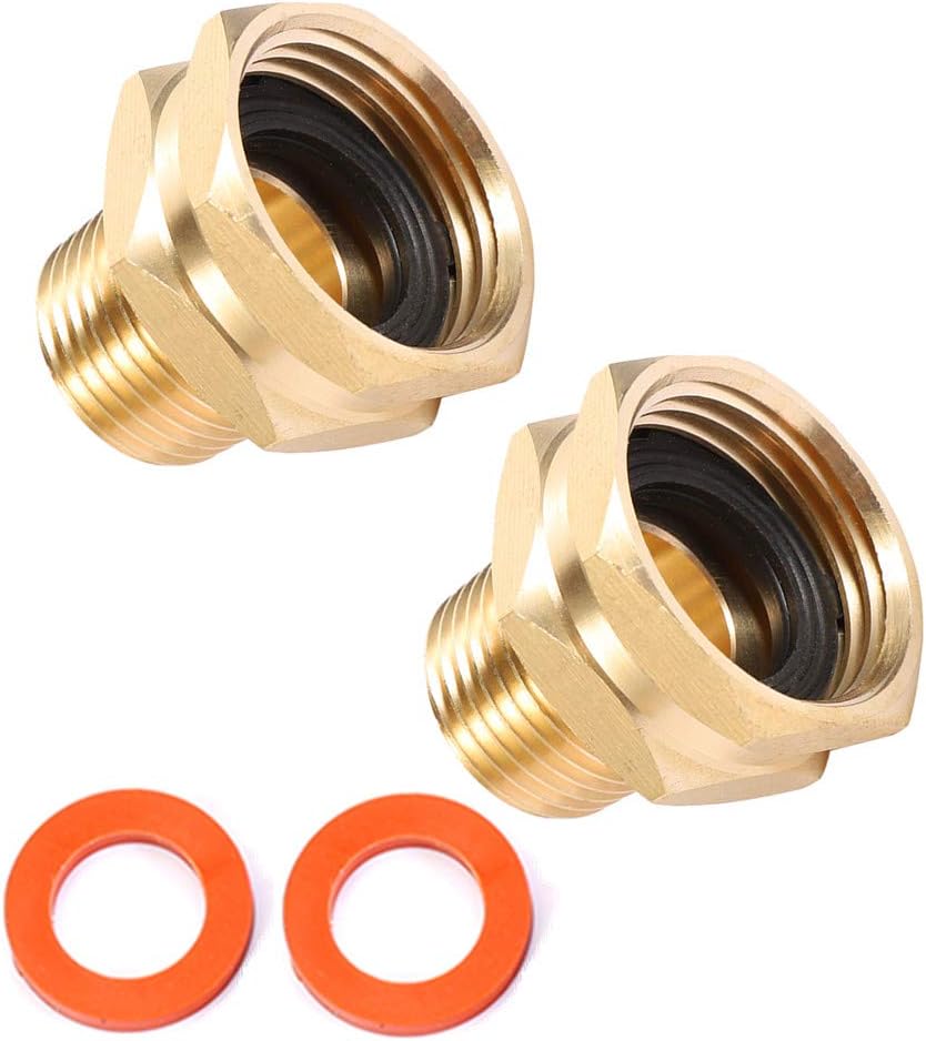 Brass Garden Hose Adapter, 3/4' GHT Female x 1/2' NPT Male Connector, 2pcs V1258-DP02-WO-706