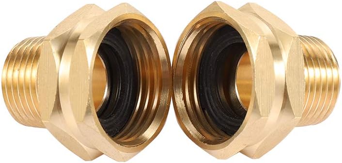 Brass Garden Hose Adapter, 3/4' GHT Female x 1/2' NPT Male Connector, 2pcs V1258-DP02-WO-706