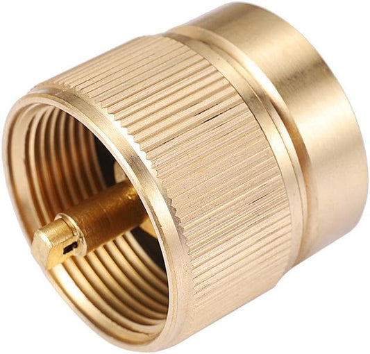 Camping Stove Adapter 1LB Propane Small Tank Input and a Lindal Valve EN417 Output Outdoor Cylinder LPG V1258-DP02-WO-713