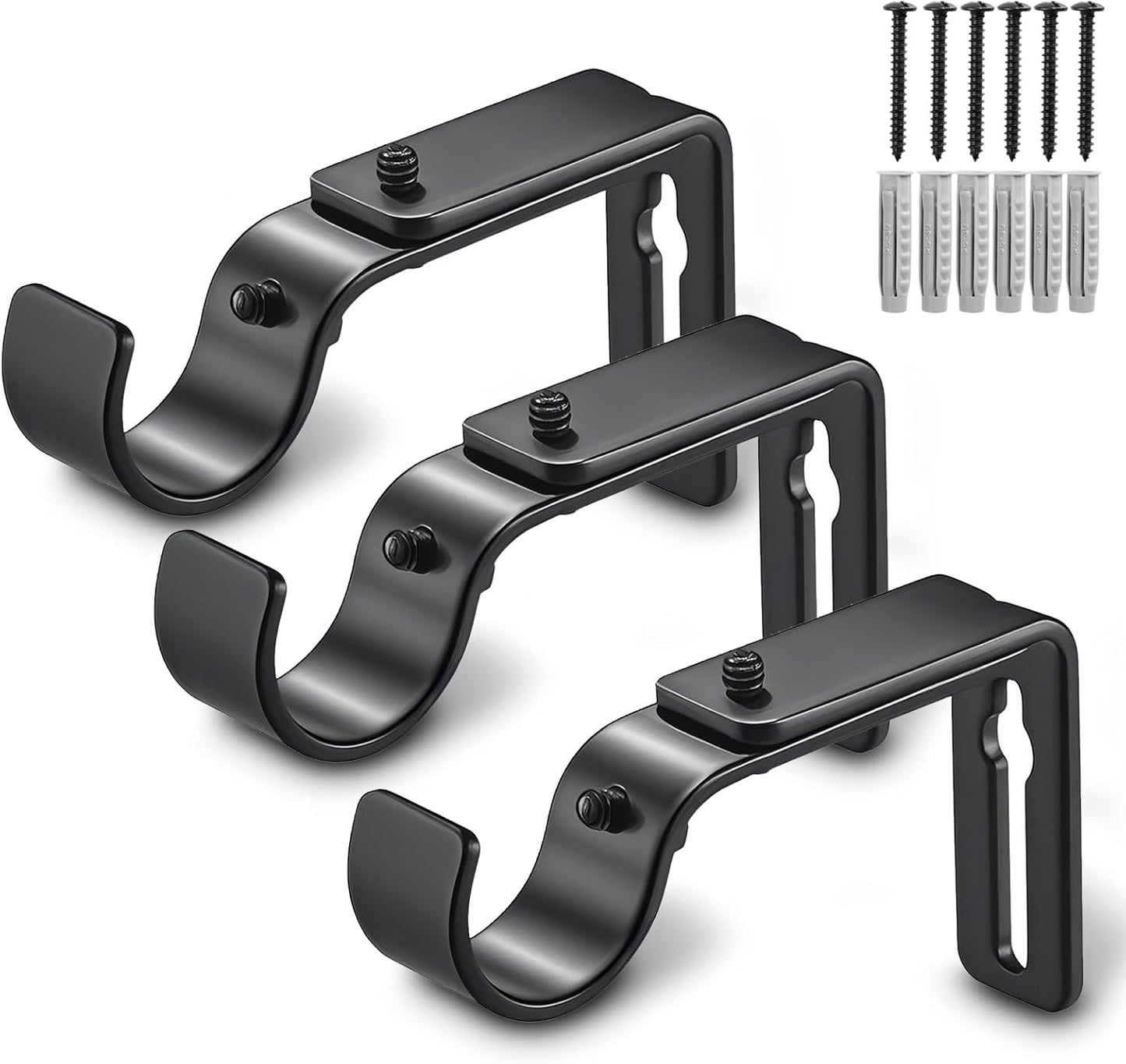 Curtain Rod Bracket Adjustable, Drapery Rod Holder Hooks Support Hangers for 1 inch Diameter Window Curtain V1258-DP02-WO-718