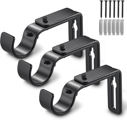 Curtain Rod Bracket Adjustable, Drapery Rod Holder Hooks Support Hangers for 1 inch Diameter Window Curtain V1258-DP02-WO-718