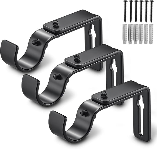 Curtain Rod Bracket Adjustable, Drapery Rod Holder Hooks Support Hangers for 1 inch Diameter Window Curtain V1258-DP02-WO-718
