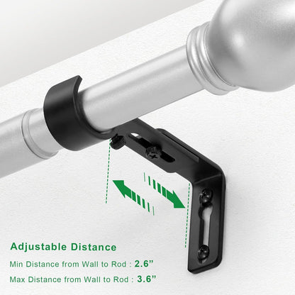 Curtain Rod Bracket Adjustable, Drapery Rod Holder Hooks Support Hangers for 1 inch Diameter Window Curtain V1258-DP02-WO-718