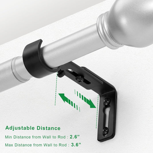 Curtain Rod Bracket Adjustable, Drapery Rod Holder Hooks Support Hangers for 1 inch Diameter Window Curtain V1258-DP02-WO-718