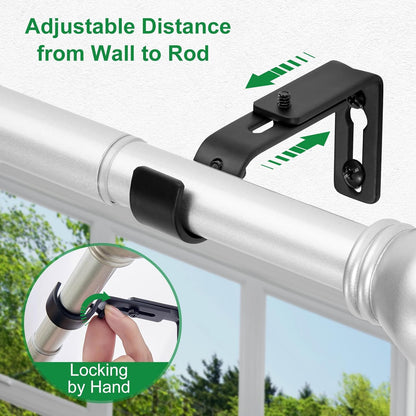 Curtain Rod Bracket Adjustable, Drapery Rod Holder Hooks Support Hangers for 1 inch Diameter Window Curtain V1258-DP02-WO-718