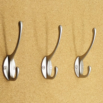 10 Pack Dual Coat Hooks Wall Mounted with 40 Screws Retro Double Hooks Utility Silvery Hooks for Coat, Scarf, V1258-DP02-WO-72