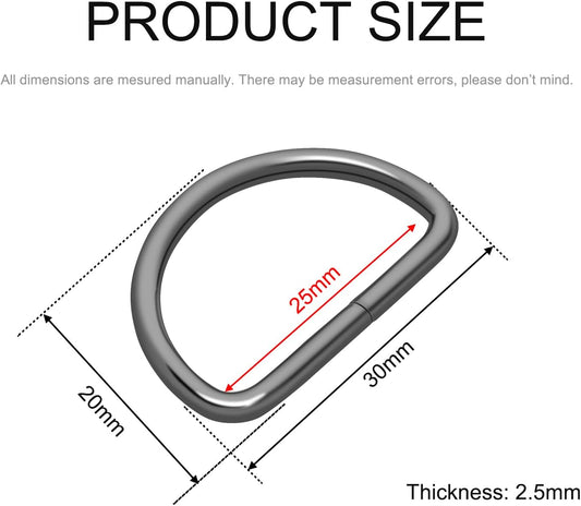 100 Pack 1" Metal D Ring for Purse Making Aprons Belts, Dee Rings Metal Buckle for Canvas Bags Webbing V1258-DP02-WO-732