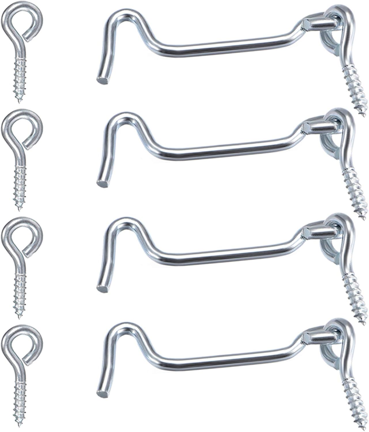 4Pcs 1.5 inches Cabin Hook Eye Latch Gate Door Swivel Window Door Hook with Mounting Screws V1258-DP02-WO-733
