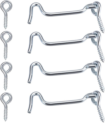 4Pcs 1.5 inches Cabin Hook Eye Latch Gate Door Swivel Window Door Hook with Mounting Screws V1258-DP02-WO-733