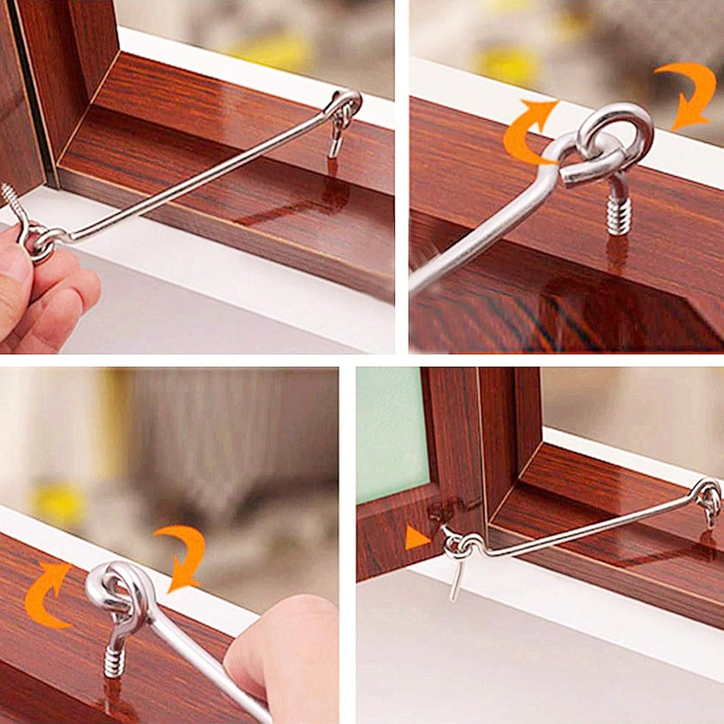 4Pcs 1.5 inches Cabin Hook Eye Latch Gate Door Swivel Window Door Hook with Mounting Screws V1258-DP02-WO-733
