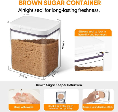 Brown Sugar Container Airtight, 2 Quart Brown Sugar Keeper Storage Container with Spoon V1258-DP02-WO-735