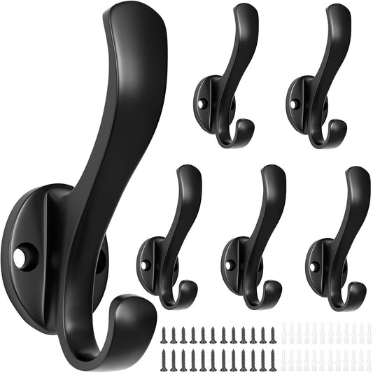Coat Hooks Heavy Duty - Wall Mount Metal Towel Hooks Screw-in Wall Hooks for Hanging Hat, Towel, Key, Robe, V1258-DP02-WO-737