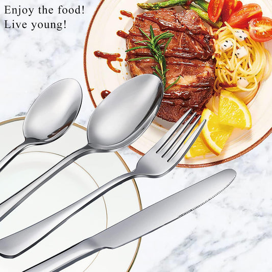 12 Pcs Spoons and Forks Set, Top Food Grade Stainless Steel Forks and Spoons Silverware Set,Forks and Spoons V1258-DP02-WO-738