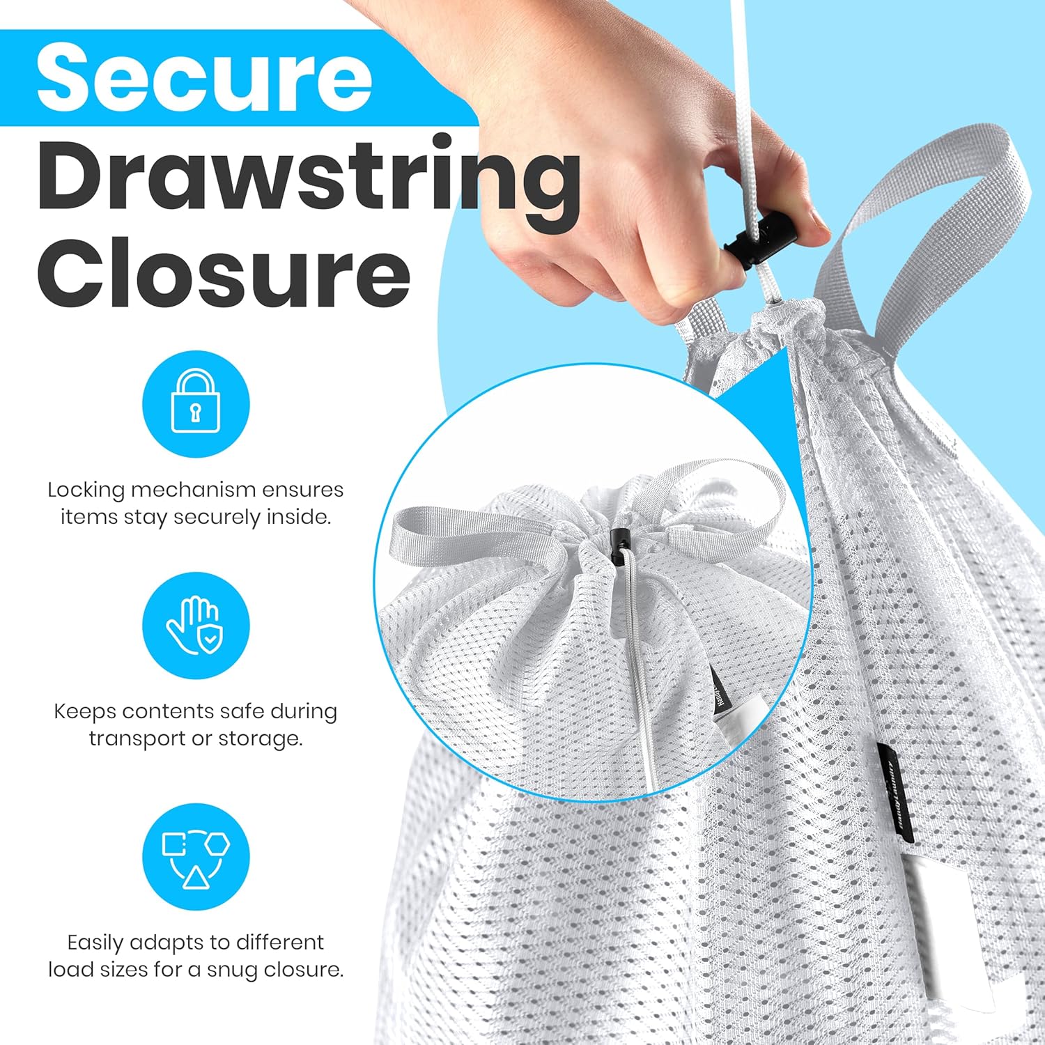 Large Mesh Laundry Bags - 2-Pack Heavy Duty with Handles & Drawstring - Machine Washable Net Laundry Sacks V1258-DP02-WO-741