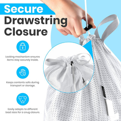 Large Mesh Laundry Bags - 2-Pack Heavy Duty with Handles & Drawstring - Machine Washable Net Laundry Sacks V1258-DP02-WO-741