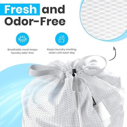 Large Mesh Laundry Bags - 2-Pack Heavy Duty with Handles & Drawstring - Machine Washable Net Laundry Sacks V1258-DP02-WO-741