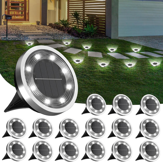 Solar Ground Lights,16 Pack Solar Lights Outdoor Waterproof, Solar Garden Lights Landscape Lighting for Patio V1258-DP02-WO-742
