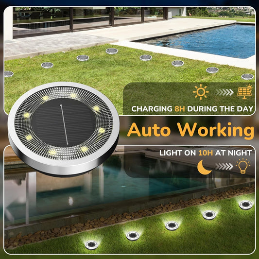 Solar Ground Lights,16 Pack Solar Lights Outdoor Waterproof, Solar Garden Lights Landscape Lighting for Patio V1258-DP02-WO-742