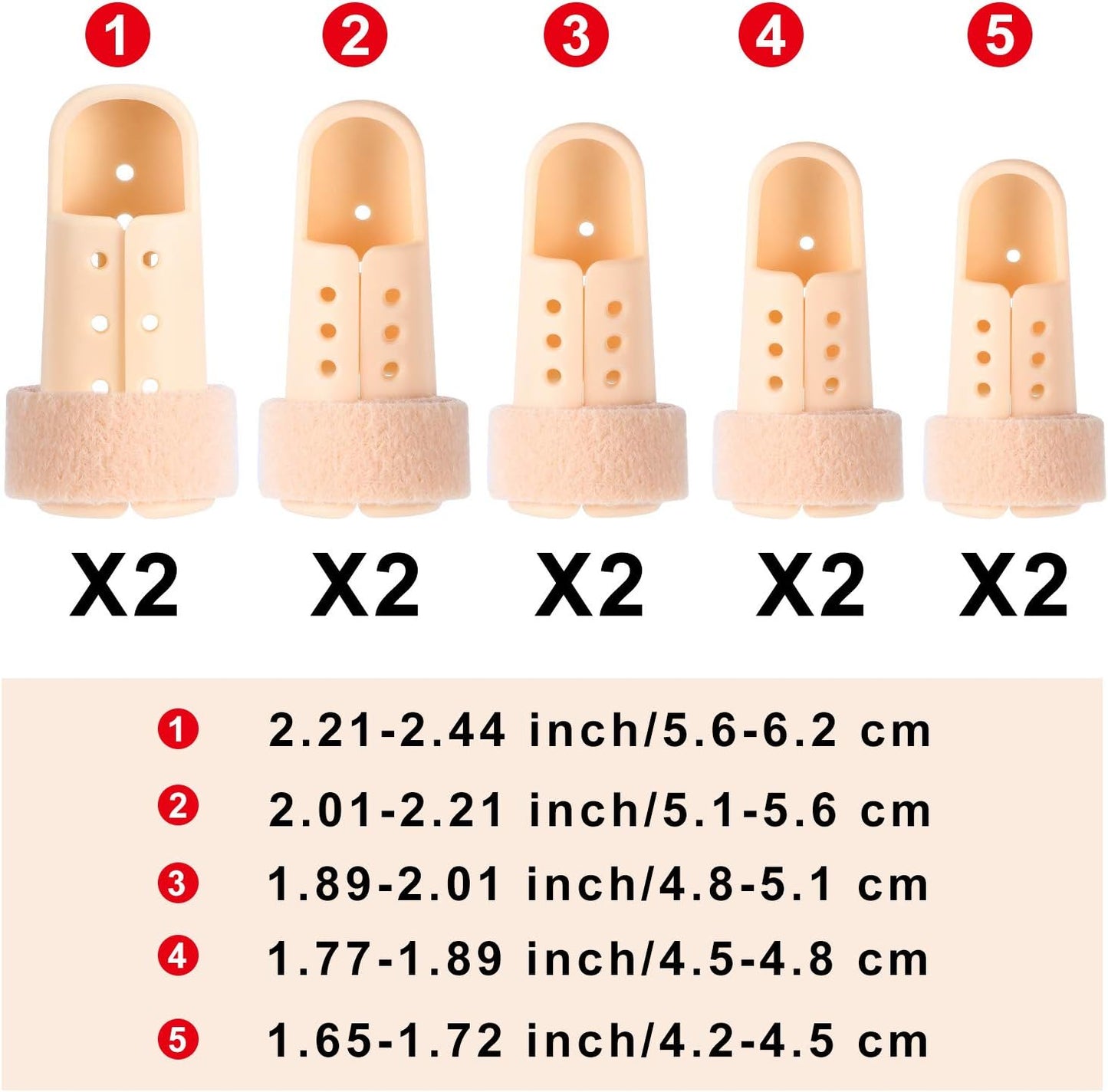 10 Pcs Mallet Finger Splint, 5 Sizes Finger Support Brace Stabilizer Straightener Plastic Fingertip V1258-DP02-WO-750