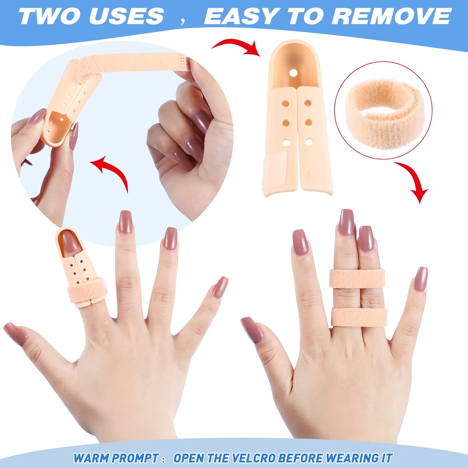 10 Pcs Mallet Finger Splint, 5 Sizes Finger Support Brace Stabilizer Straightener Plastic Fingertip V1258-DP02-WO-750