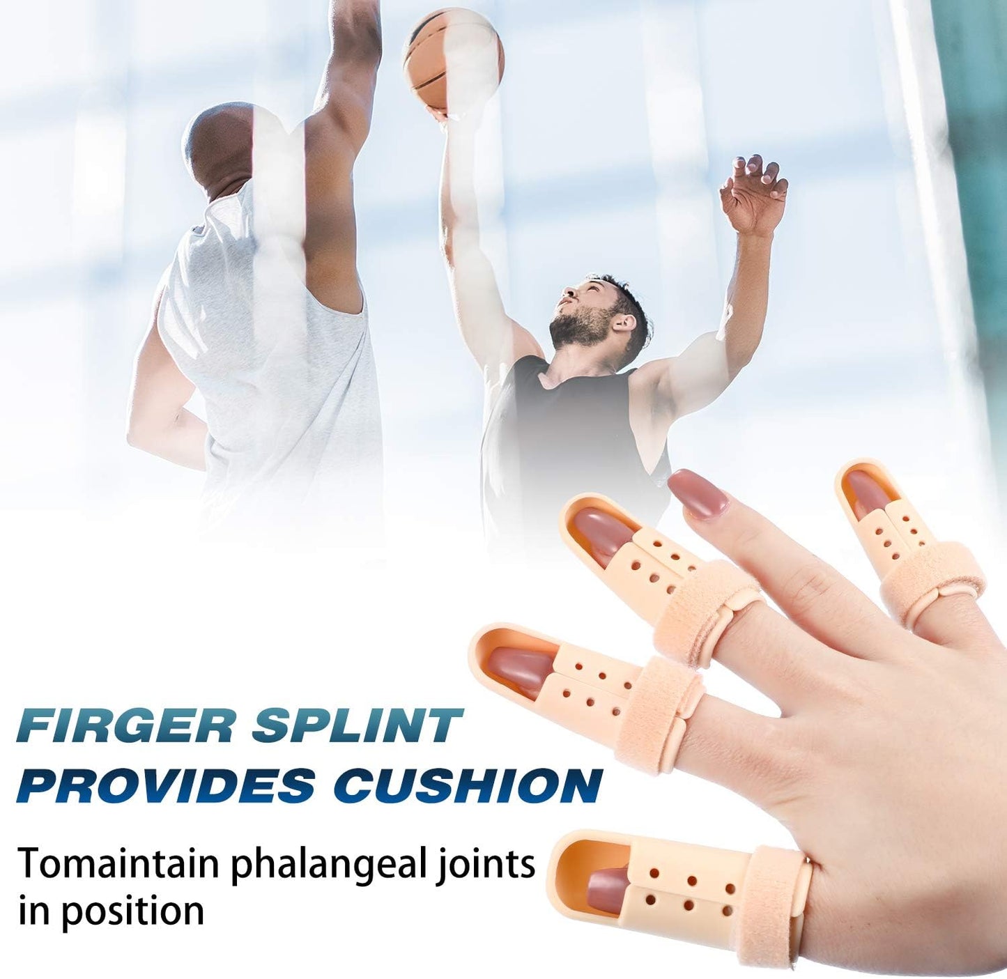10 Pcs Mallet Finger Splint, 5 Sizes Finger Support Brace Stabilizer Straightener Plastic Fingertip V1258-DP02-WO-750