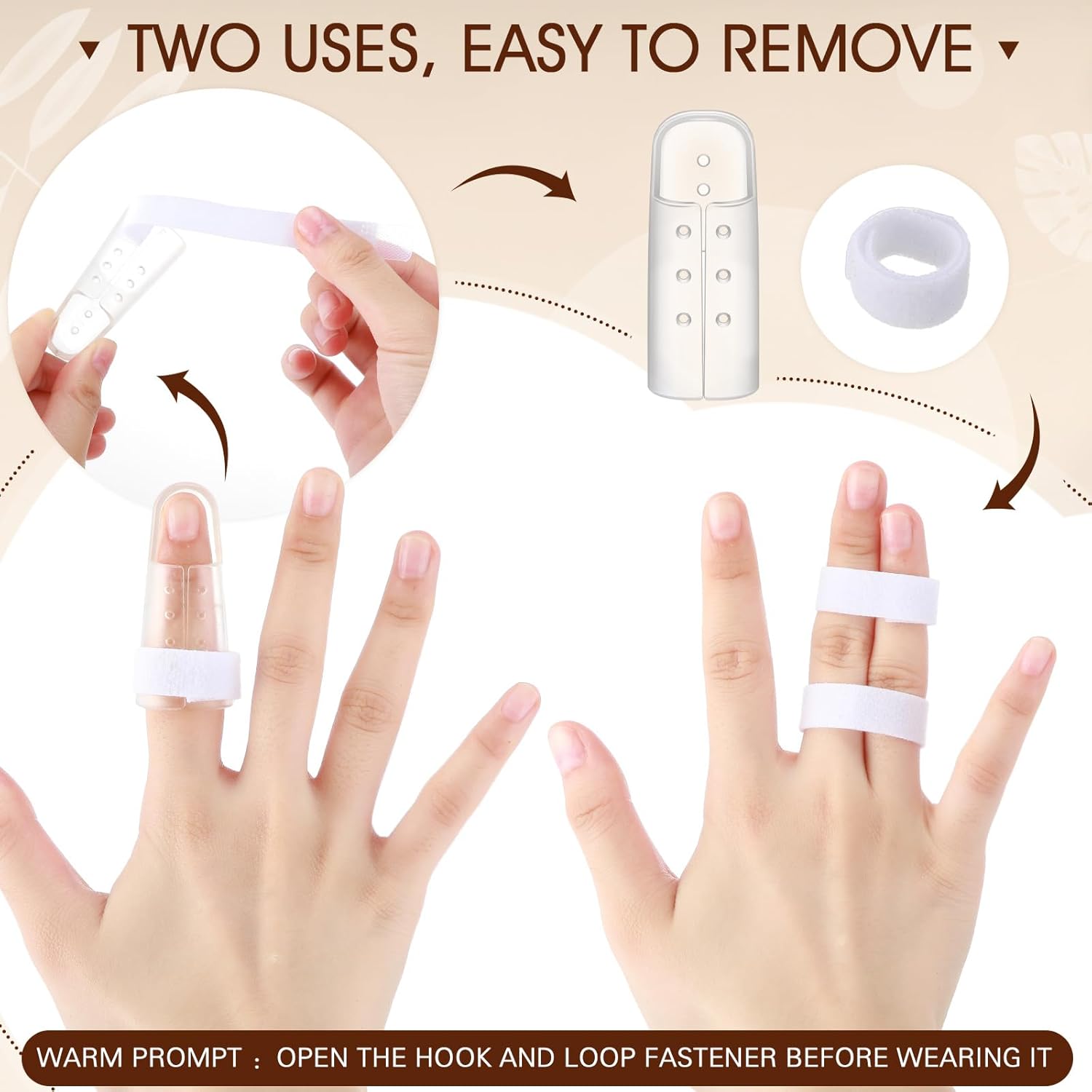 10 Pcs Mallet Finger Splint, 5 Sizes Finger Support Brace Stabilizer Straightener Plastic Fingertip V1258-DP02-WO-751
