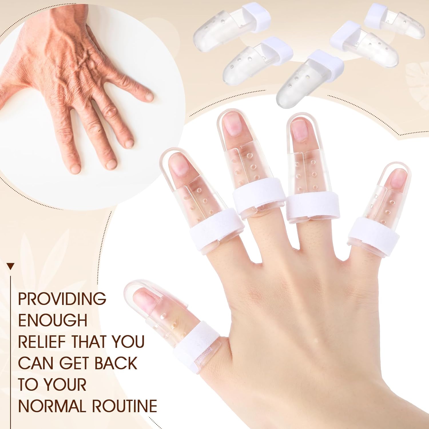 10 Pcs Mallet Finger Splint, 5 Sizes Finger Support Brace Stabilizer Straightener Plastic Fingertip V1258-DP02-WO-751