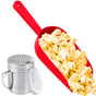 Red Popcorn Plastic Scoop with Popcorn Salt Shaker (Handle, Plastic Cap) - Popcorn Concession Supplies Bundle V1258-DP02-WO-760