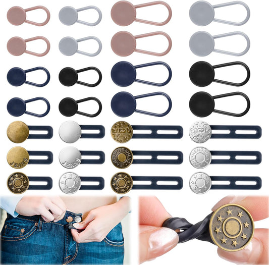 28 Pcs Button Extenders for Jeans, Waist Extender for Jeans, Pants Button Extender for Women & Men, No Sewing V1258-DP02-WO-764