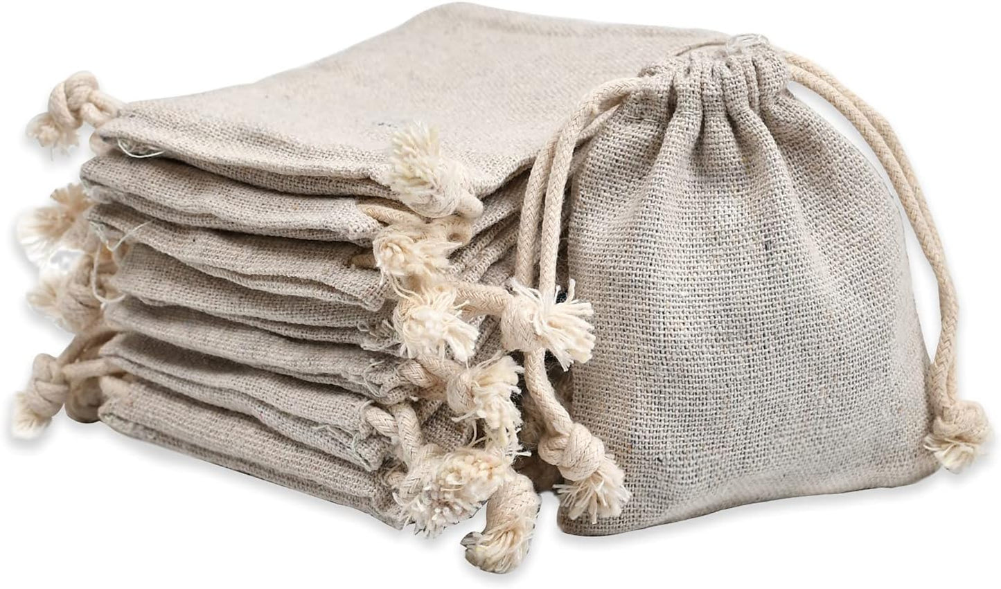 50pcs Double Canvas Drawstring Bag Cotton Pouch Gift Sachet Bags Muslin Reusable Tea Bag 2.75x4 Inch V1258-DP02-WO-77