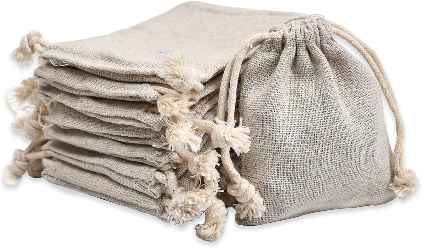 50pcs Double Canvas Drawstring Bag Cotton Pouch Gift Sachet Bags Muslin Reusable Tea Bag 2.75x4 Inch V1258-DP02-WO-77