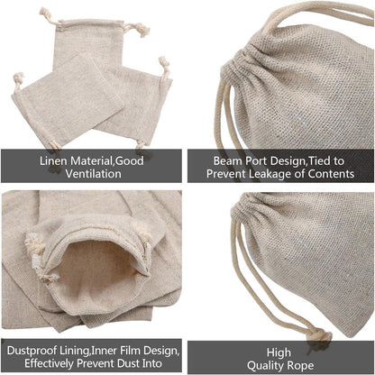 50pcs Double Canvas Drawstring Bag Cotton Pouch Gift Sachet Bags Muslin Reusable Tea Bag 2.75x4 Inch V1258-DP02-WO-77
