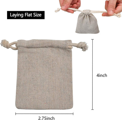 50pcs Double Canvas Drawstring Bag Cotton Pouch Gift Sachet Bags Muslin Reusable Tea Bag 2.75x4 Inch V1258-DP02-WO-77