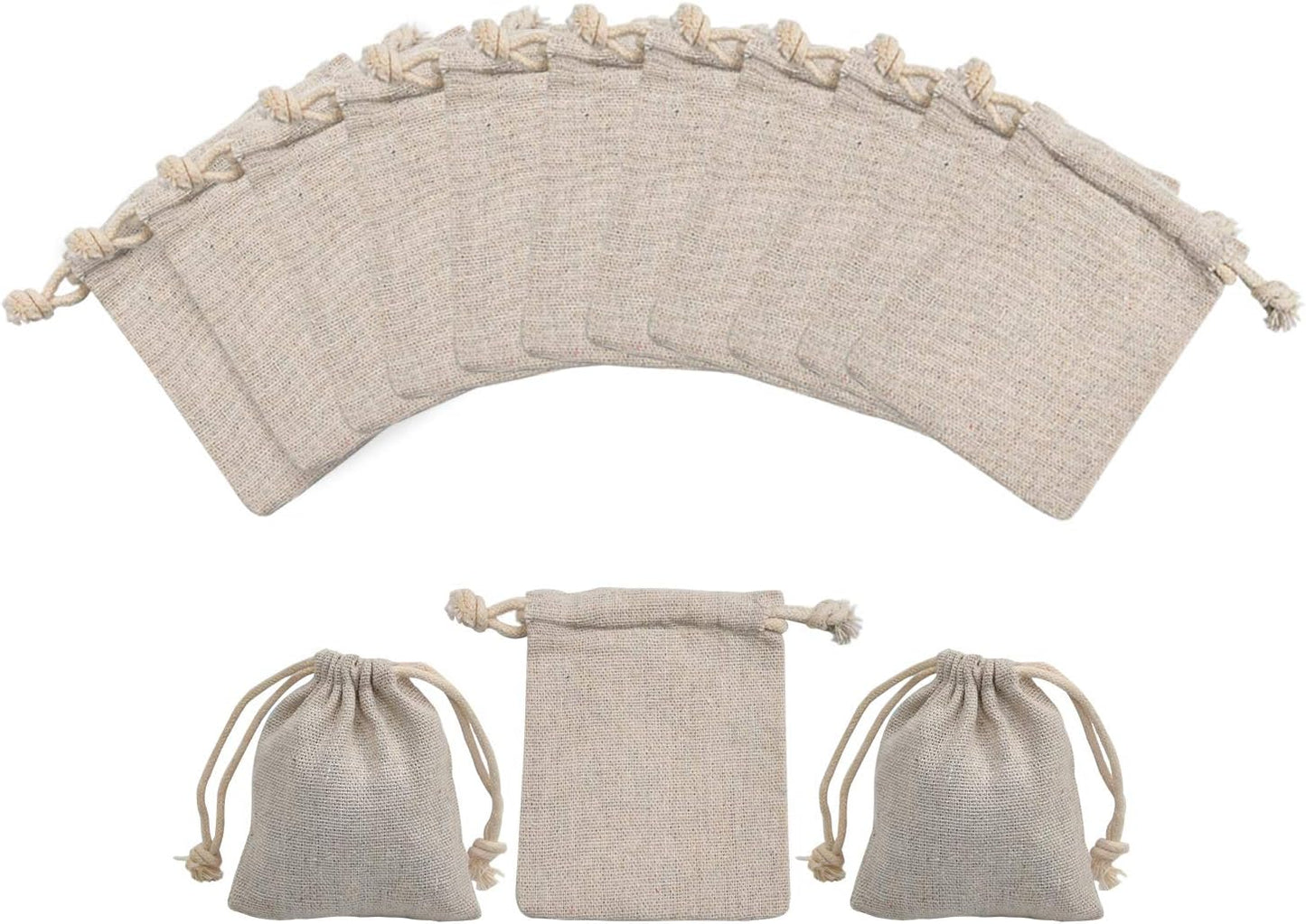 50pcs Double Canvas Drawstring Bag Cotton Pouch Gift Sachet Bags Muslin Reusable Tea Bag 2.75x4 Inch V1258-DP02-WO-77