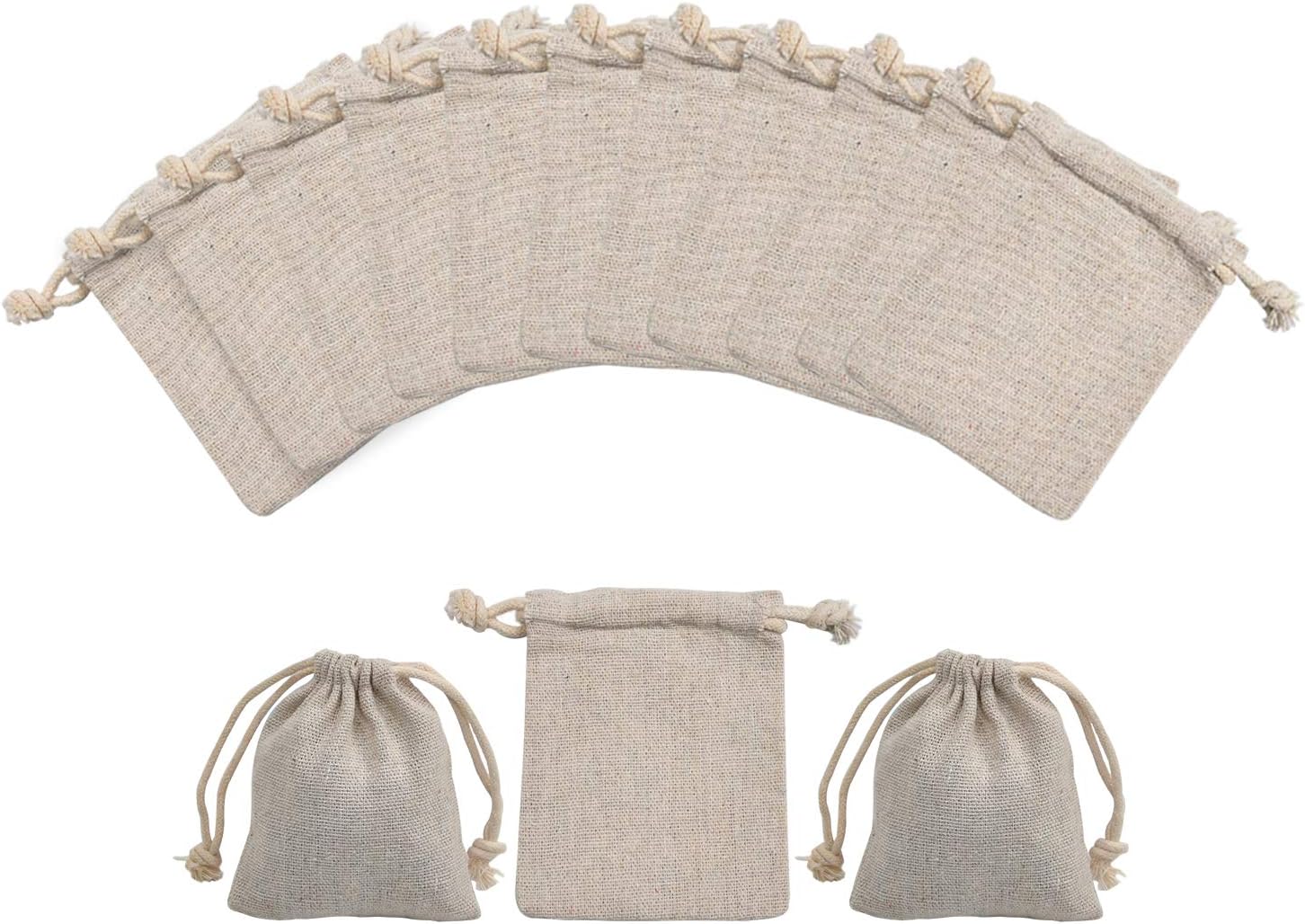 50pcs Double Canvas Drawstring Bag Cotton Pouch Gift Sachet Bags Muslin Reusable Tea Bag 2.75x4 Inch V1258-DP02-WO-77