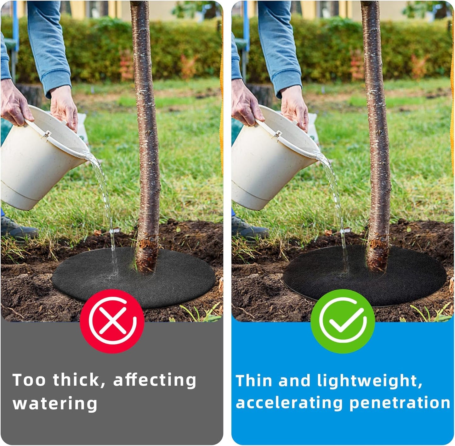 4 Pack 32.3 Inch Non-Woven Tree Mulch Ring - Degradable Tree Protector Mat, Reusable Tree Weed Barrier Mat V1258-DP02-WO-770